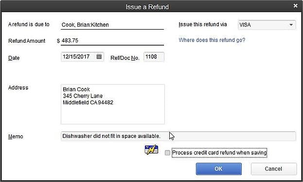 Readying a refund transaction via credit card is a more complex process than writing a check.