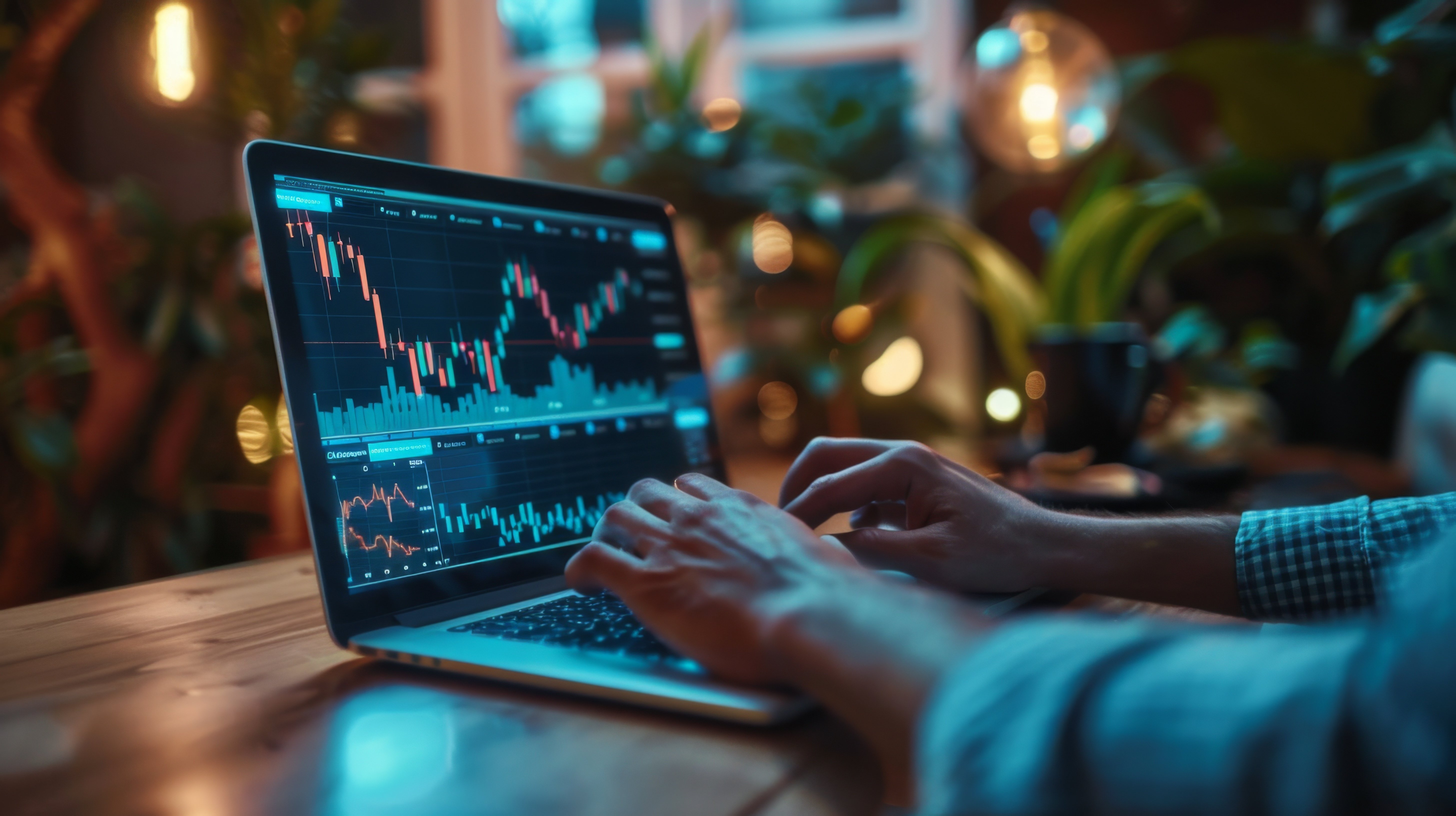 Man looking at financial charts in office setting